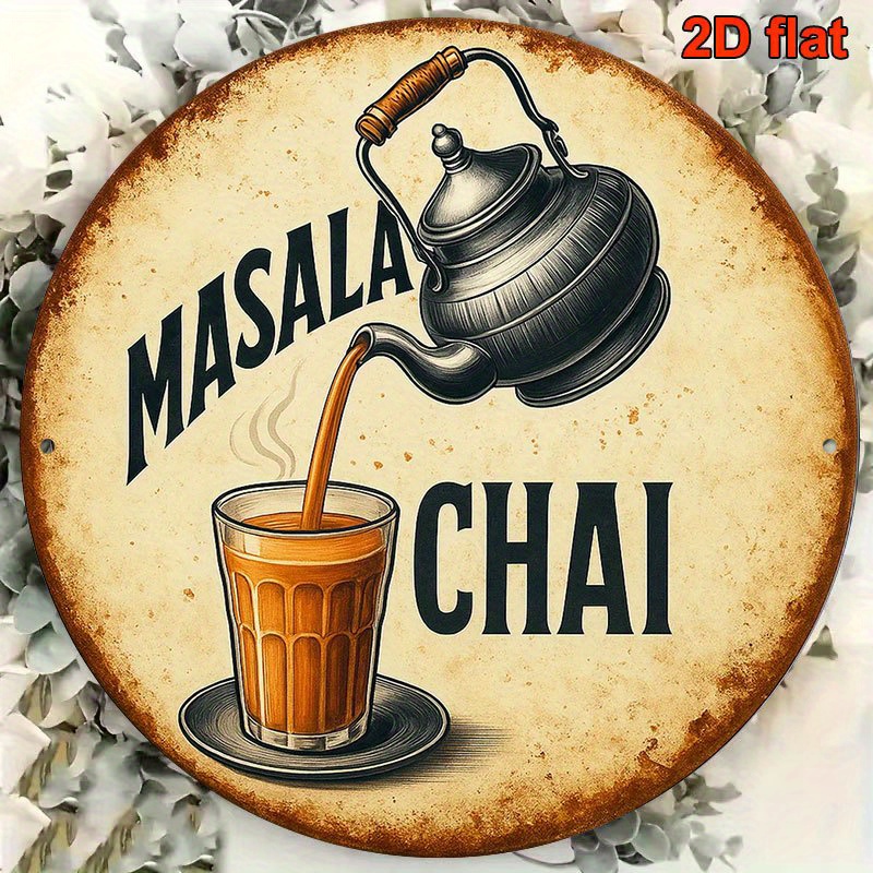 Coffee Tea Recipe - Papan Logam Masala Chai Vintage 2D